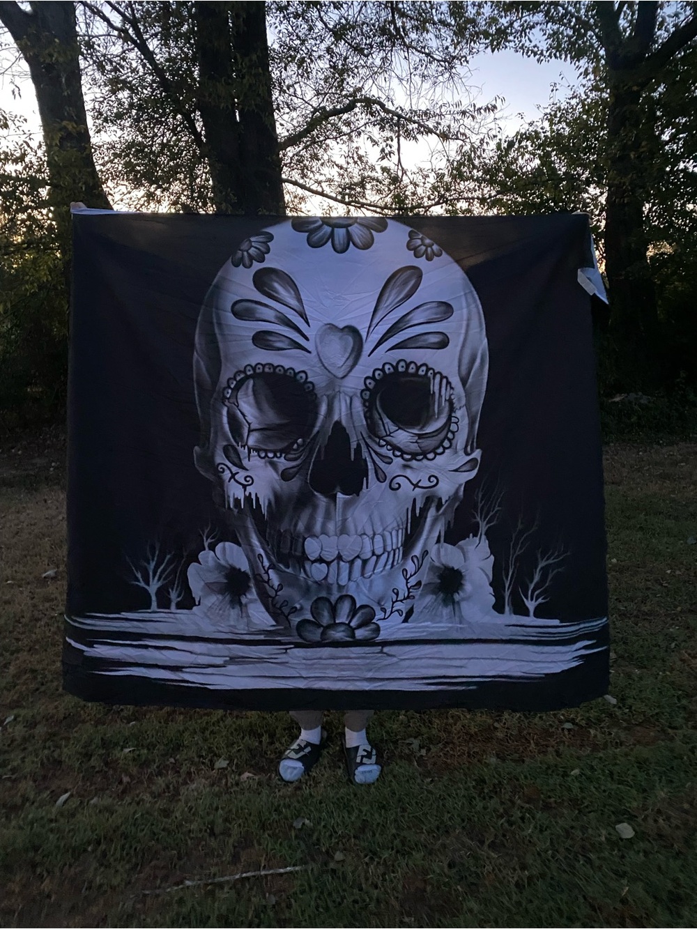 Rare Kristy Patterson Design Sugar Skull Wall Tapestry